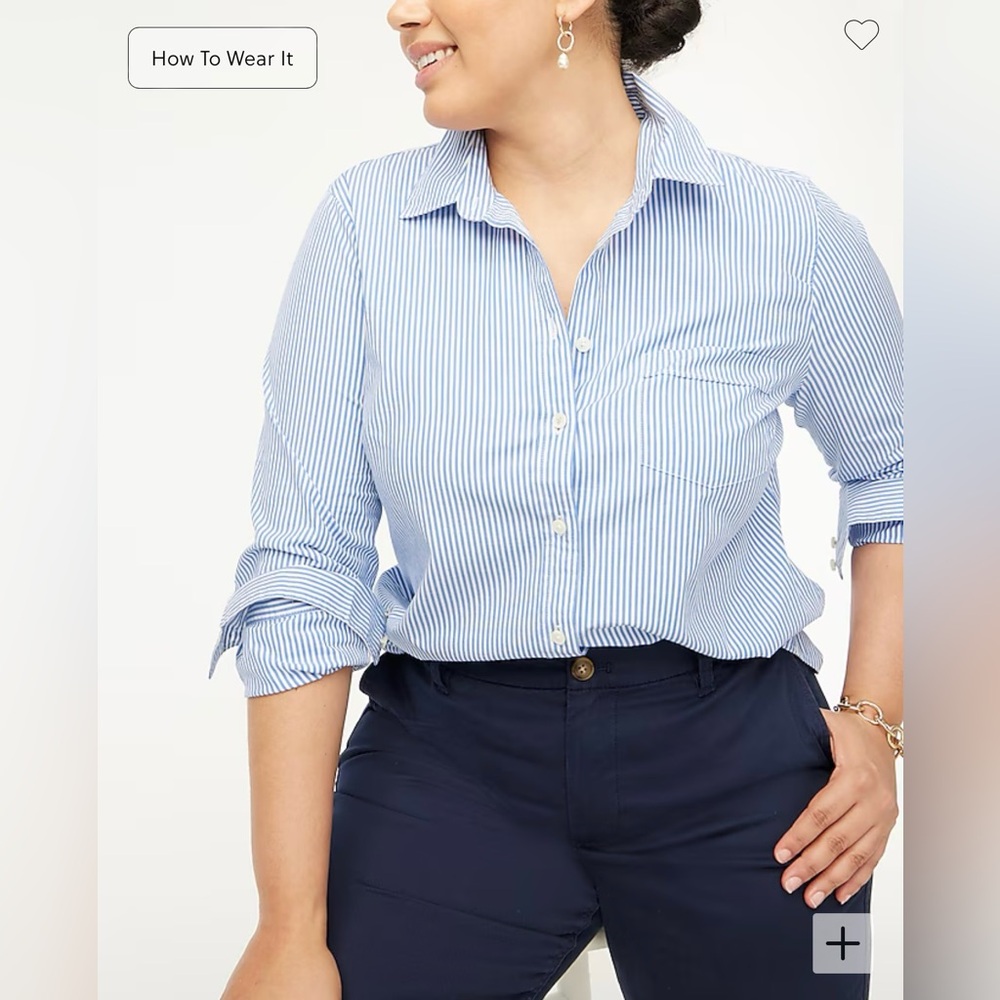 J Crew Petite button-up cotton poplin shirt in signature fit